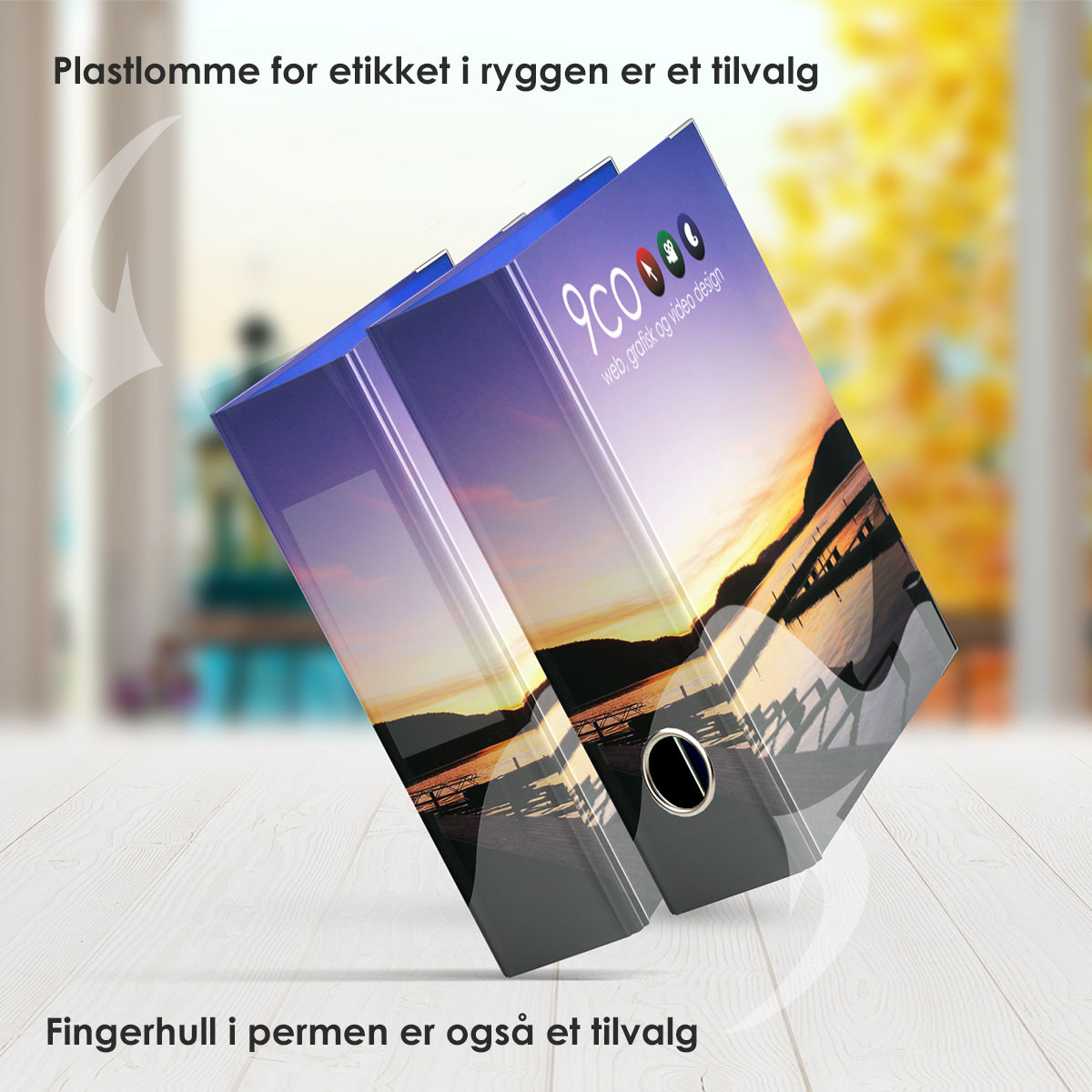 Plastlomme for etikett og fingerhull på ringperm